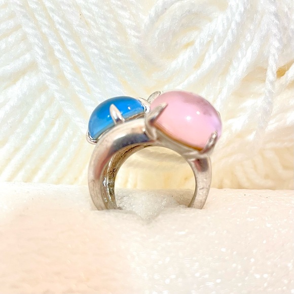 Final price drop! Designer jewelry ring stamped 928 silver resizable white pink - Picture 10 of 12